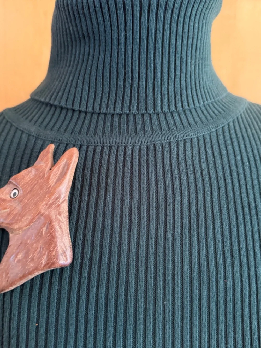 Vintage Carved Wooden German Shepard Dog Brooch